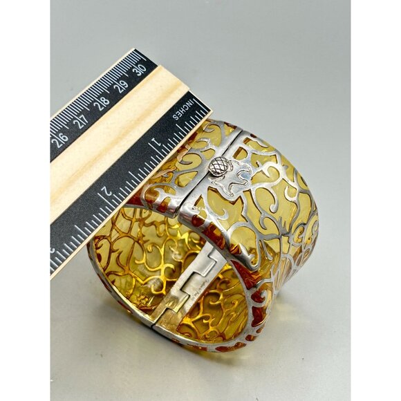 Angelique De Paris Designer Wide Bracelet Hinged Bangle Sterling Silver 925 - Picture 10 of 11